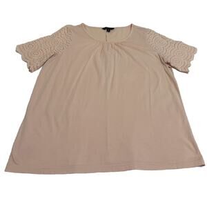 Banana Republic Women’s Sz M Pale Pink Cotton Eyelet Lace Blouse Preppy Coquette